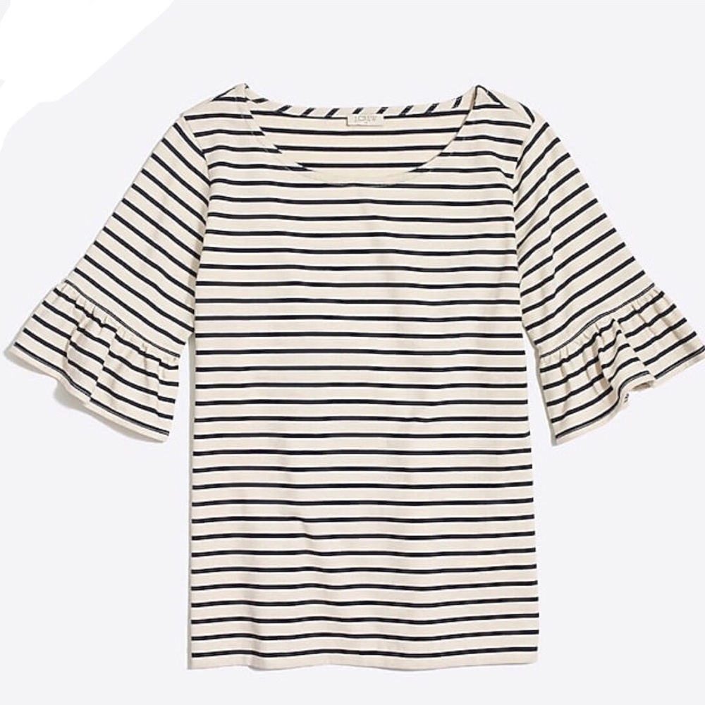 J. Crew Factory Ruffle-sleeve Nautical Shirt